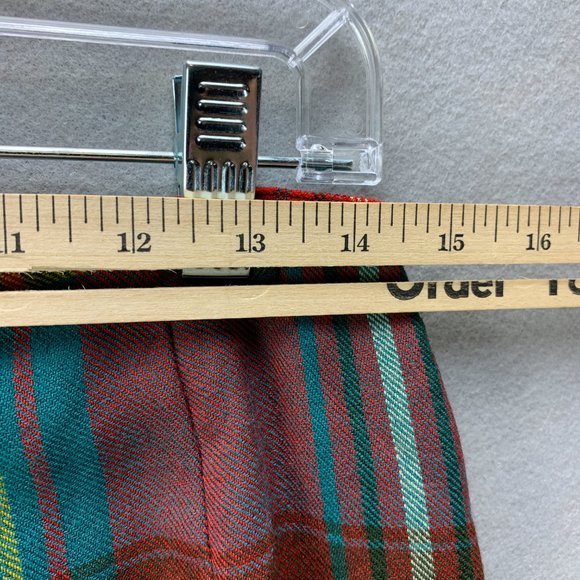 **SOLD**Vintage Ralph Lauren Skirt Womens 12 Wool Plaid Fringe Long Wrap Red - Picture 11 of 16